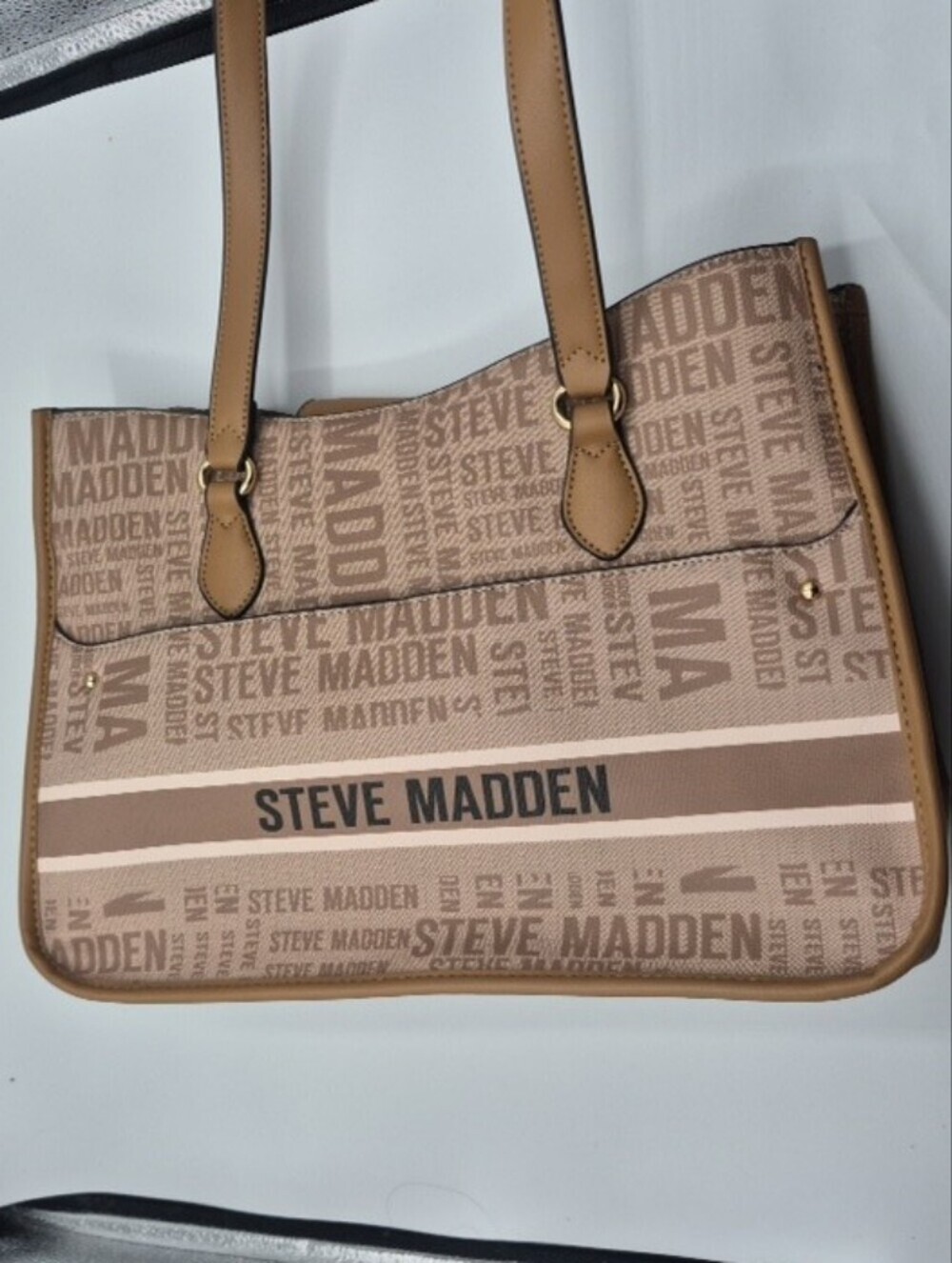 Steve Madden Tan Logo Tote Bag